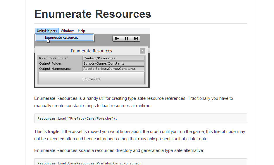 post cover image for Unity Helper - Enumerate Resources